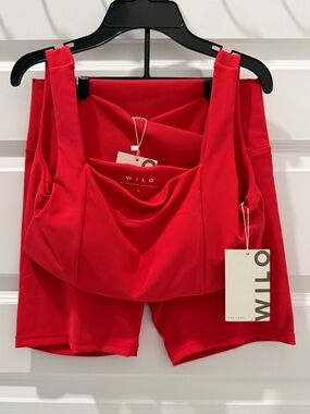 🆕 WILO The Label | Red Sports Bra & Shorts Set - Size L.